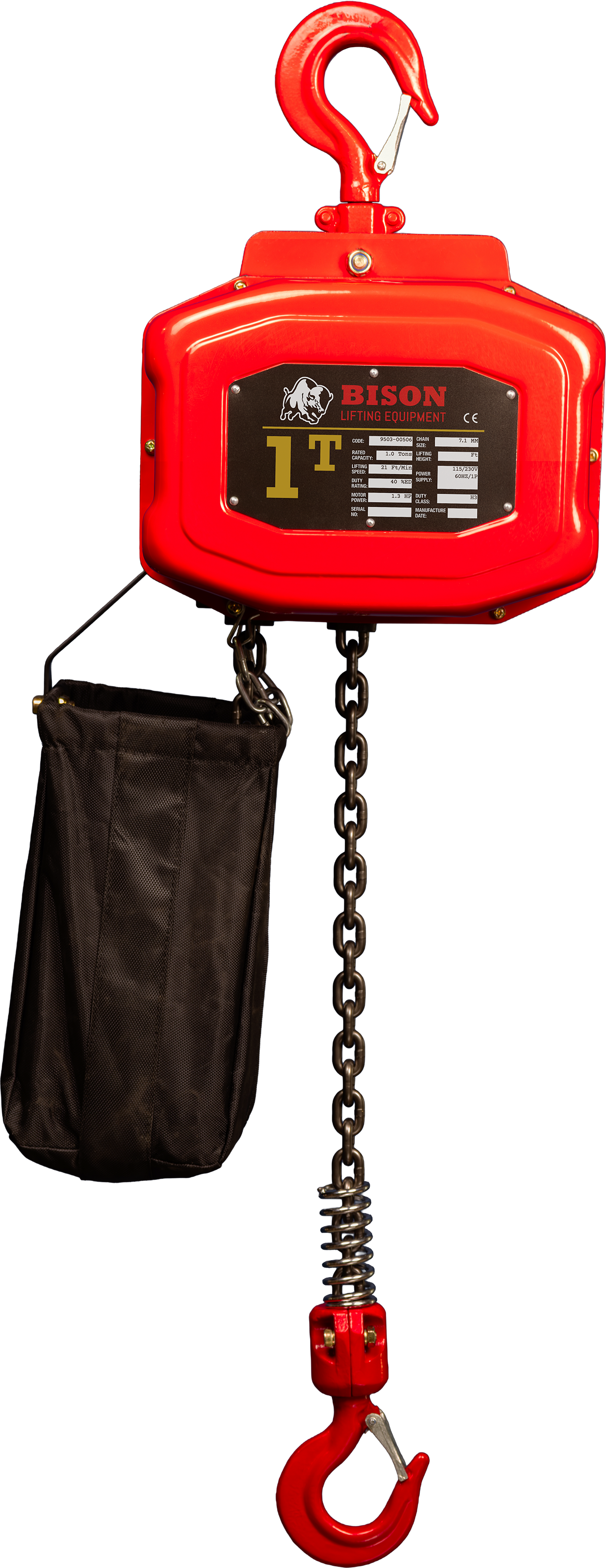 Bison 1Ton Single Phase Electric Chain Hoist 115v/230v