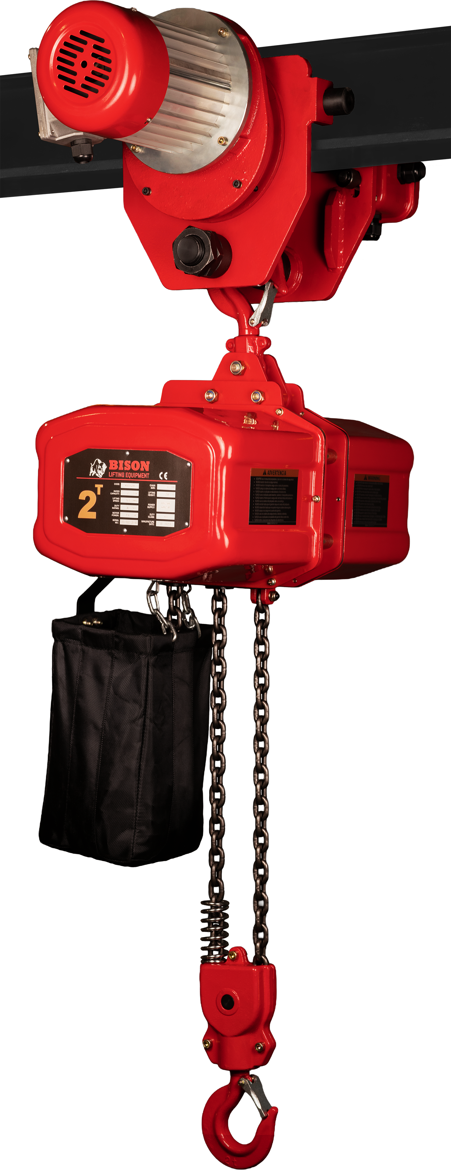 Bison 2Ton Single Phase Electric Chain Hoist with Motorized Trolley 115v/230v