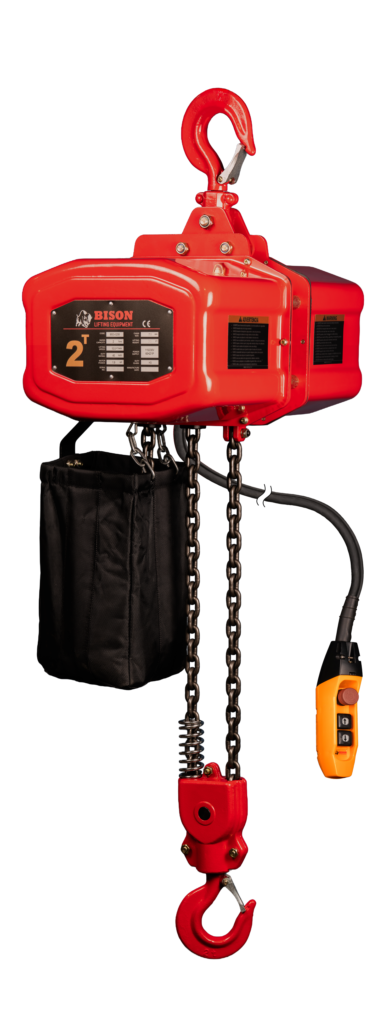 Bison 3Ton Single Phase Electric Chain Hoist 115v/230v