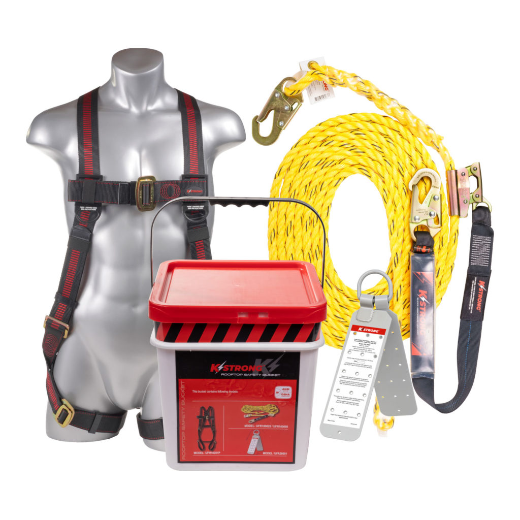 KStrong® 50 ft. Roofers Kit with Elite 5-Point MB Leg Harness, Manual Rope(L-XL)