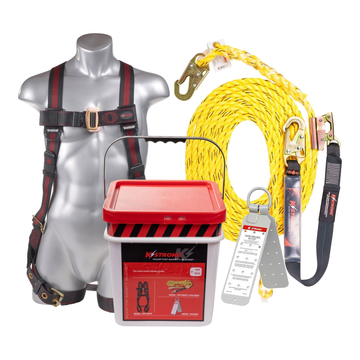 KStrong® 50 ft. Roofers Kit with Elite 5-Point TB Leg Harness (M-L)