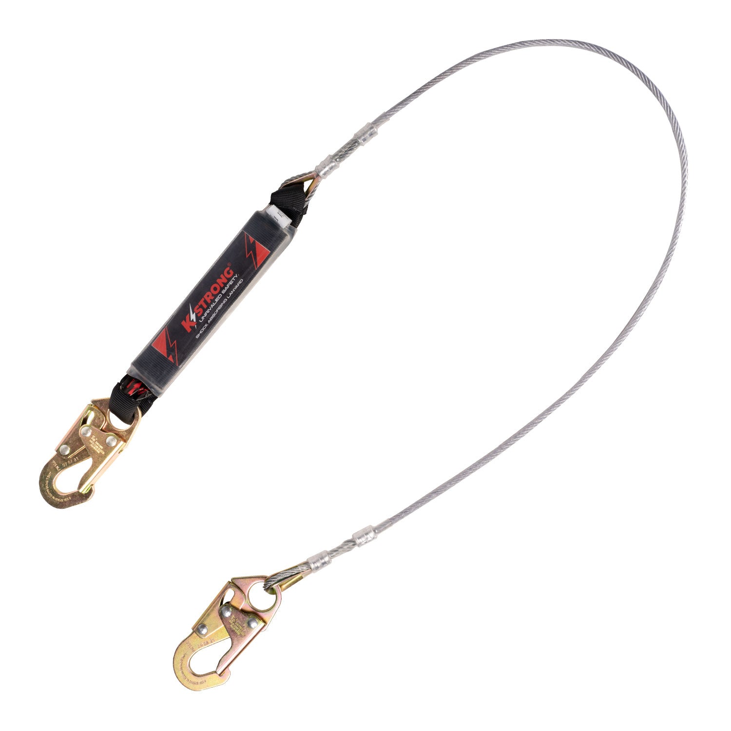 KStrong® 6 ft. Leading Edge (LE) Rated Clear Pack Design shock absorbing coated wire lanyard (ANSI)