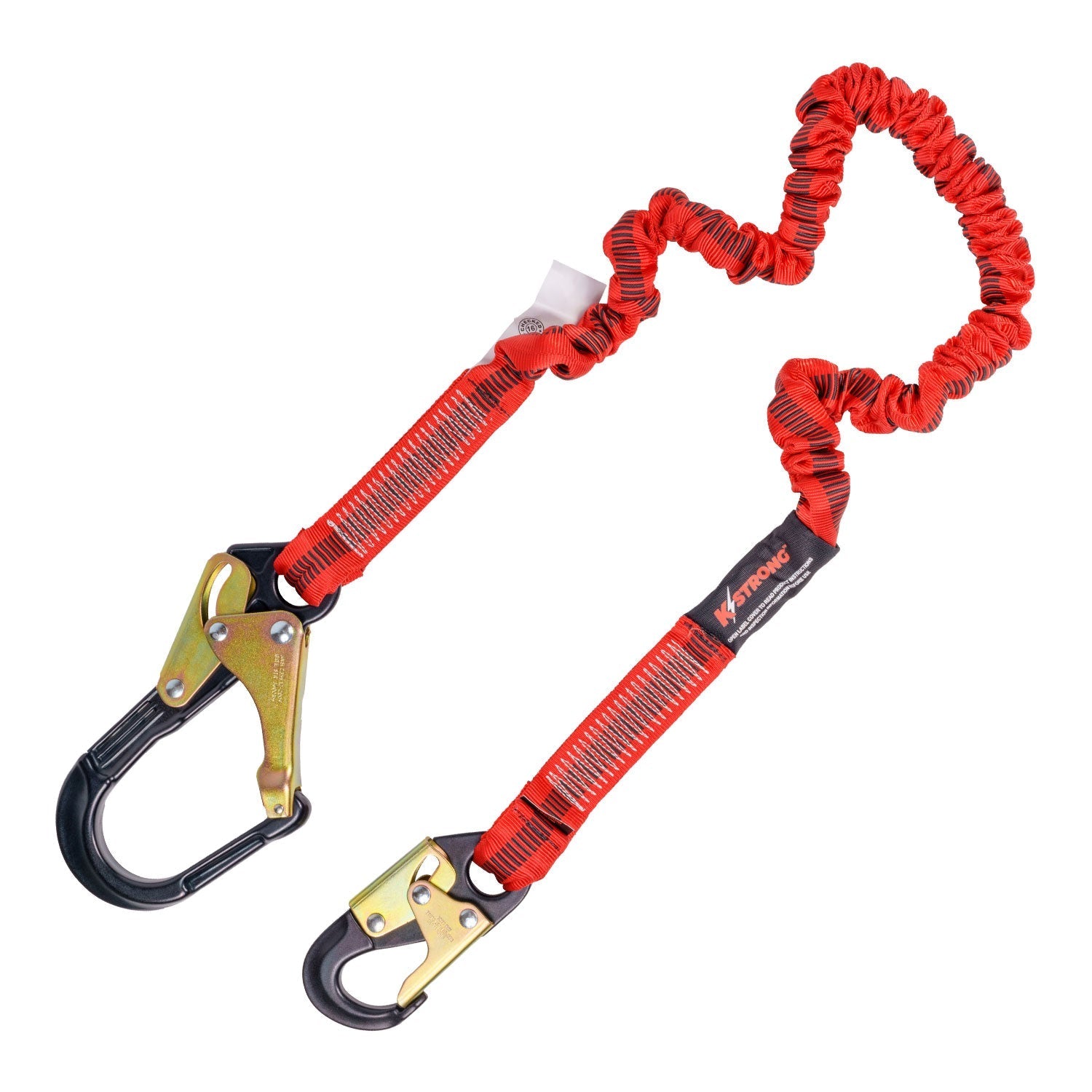 KStrong® 4.5 - 6 ft. Elasticated design shock absorbing lanyard with aluminum snap hook and aluminum rebar hook (ANSI)
