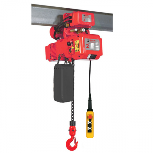 Bison 2Ton Three Phase Single Speed Electric Chain Hoist with Trolley 230v/460v