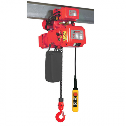 Bison 3Ton Three Phase Dual Speed Electric Chain Hoist with Trolley 230V/460V, Pendant Controlled