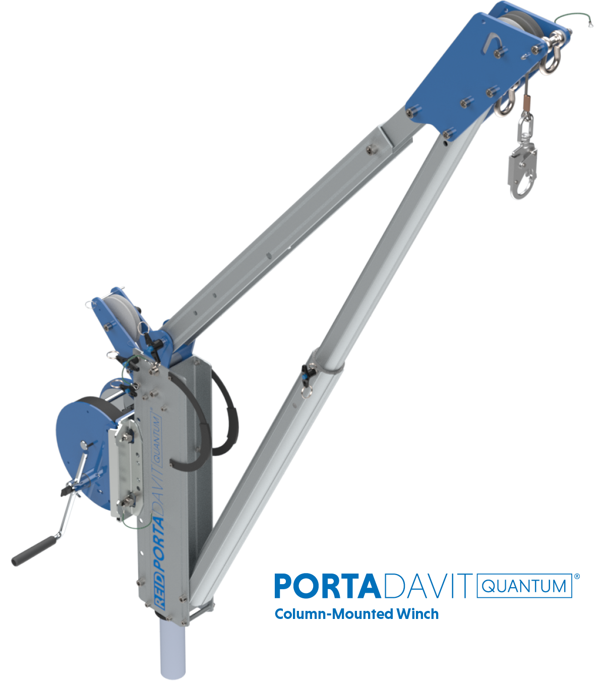 Reid Lifting PDQ 1320lb Portable Aluminum Davit Crane – Winch & Shackle