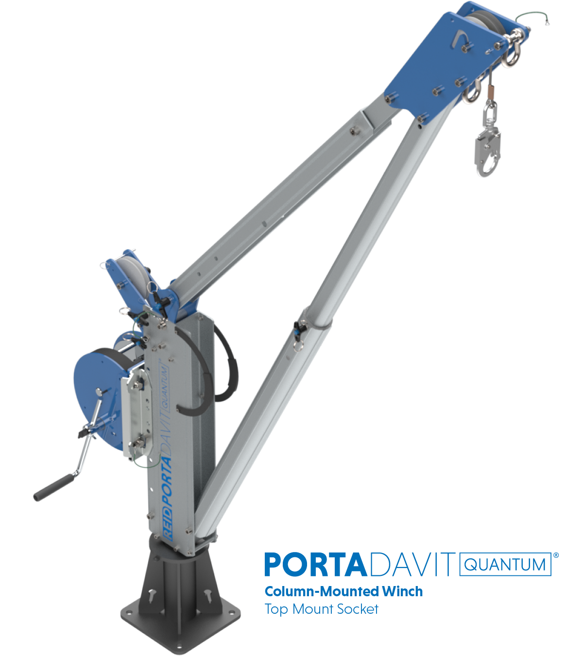 Reid Lifting PDQ 1320lb Portable Aluminum Davit Crane – Winch & Shackle