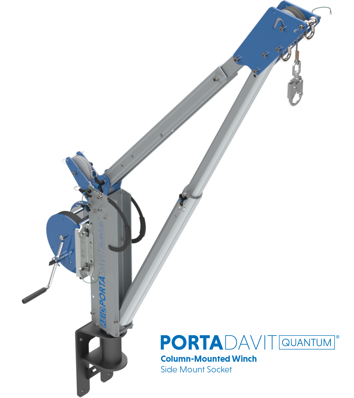 Reid Lifting PDQ 1320lb Portable Aluminum Davit Crane – Winch & Shackle