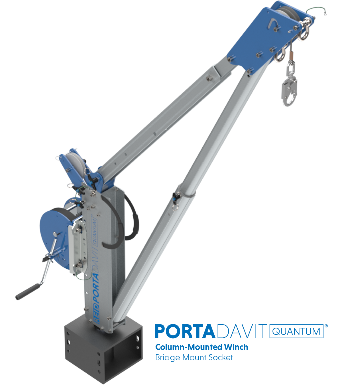 Reid Lifting PDQ 1320lb Portable Aluminum Davit Crane – Winch & Shackle