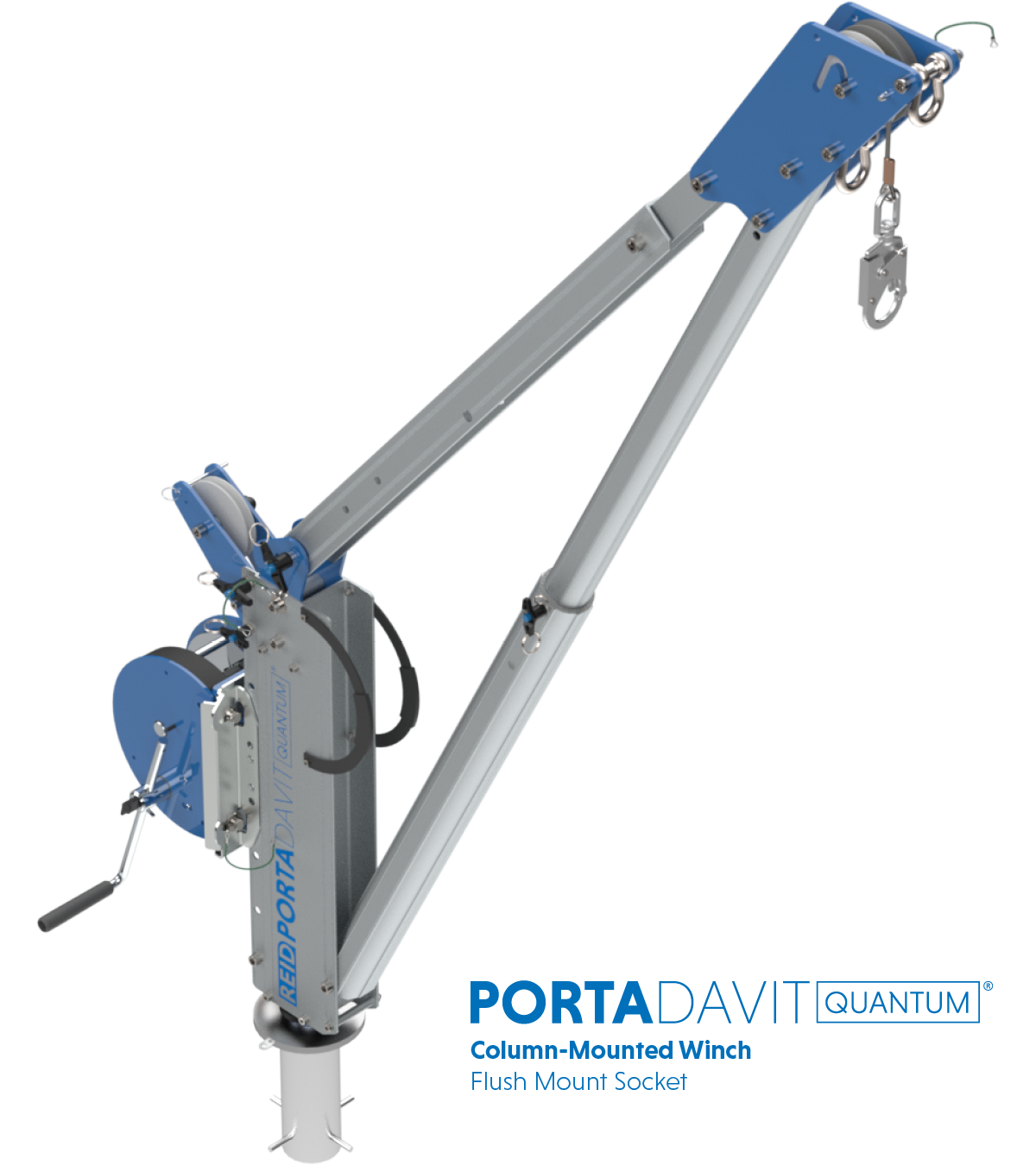 Reid Lifting PDQ 1320lb Portable Aluminum Davit Crane – Winch & Shackle