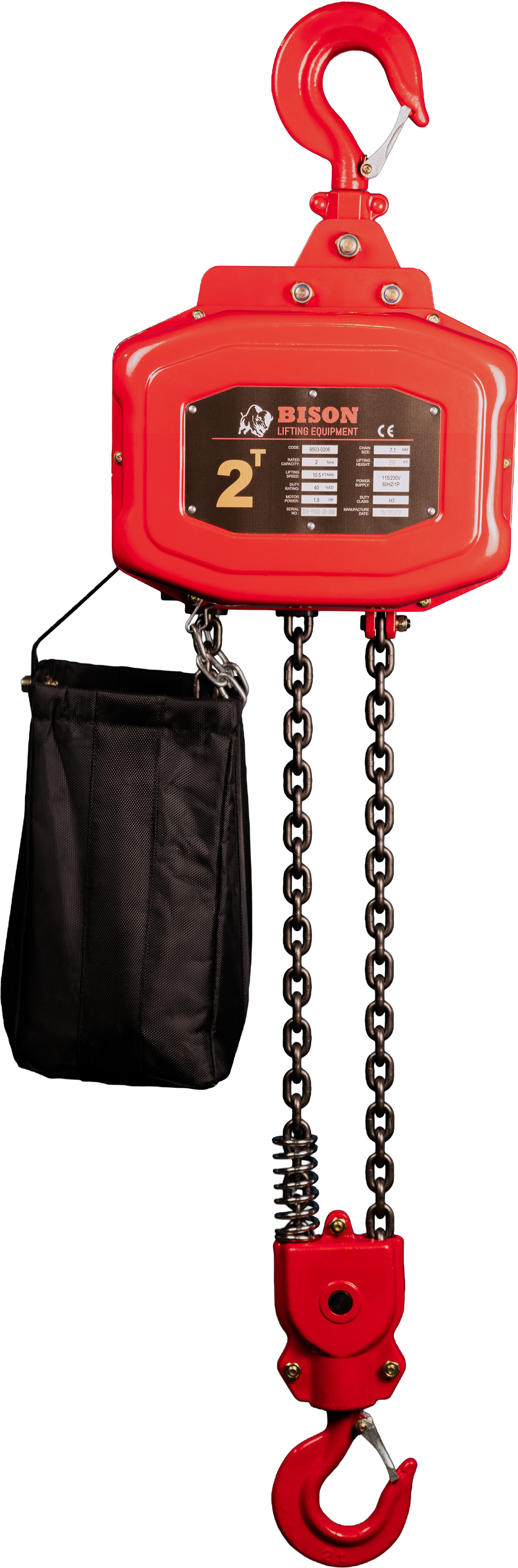 Bison 3Ton Single Phase Electric Chain Hoist 115v/230v