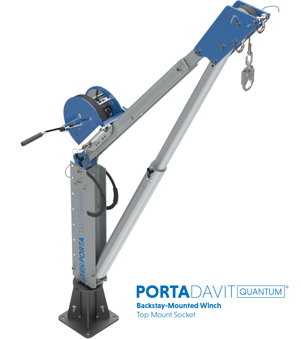 Reid Lifting PDQ 1320lb Portable Aluminum Davit Crane – Winch & Shackle