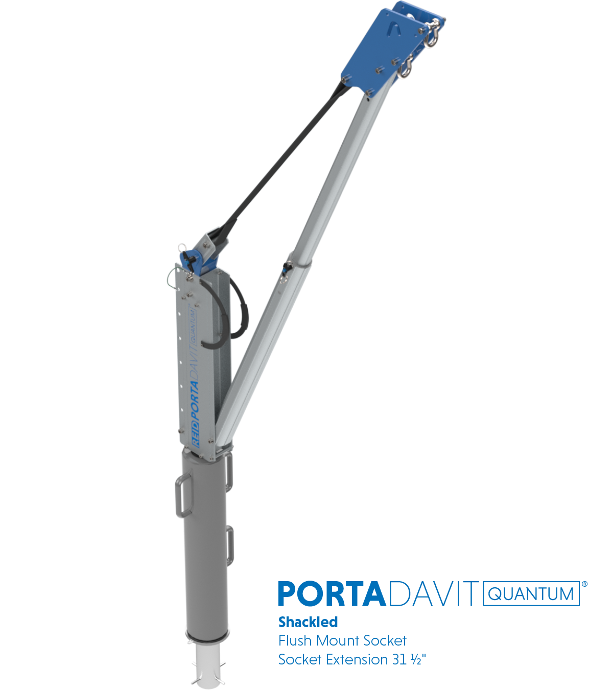 Reid Lifting PDQ 1320lb Portable Aluminum Davit Crane – Shackle only