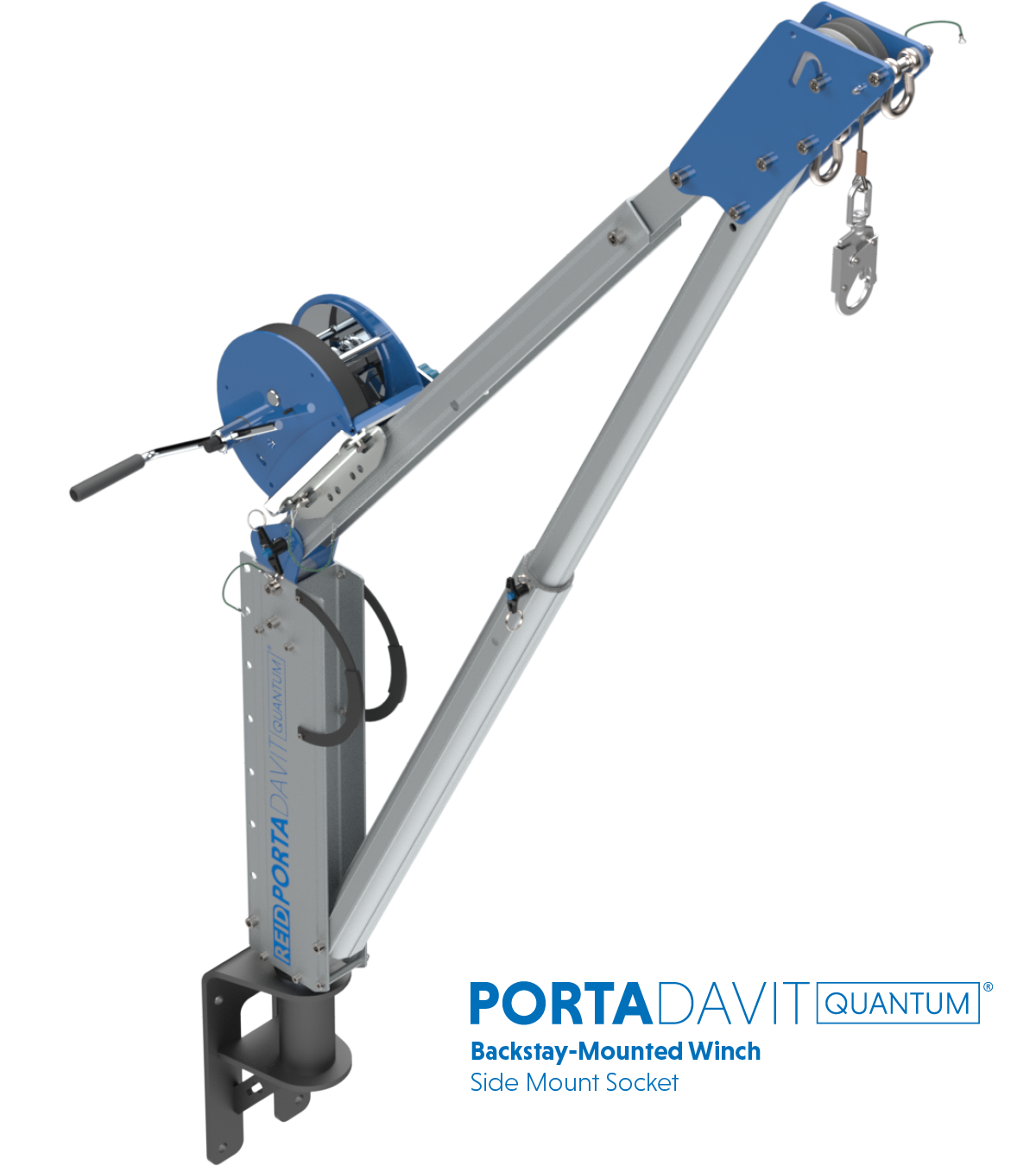 Reid Lifting PDQ 1320lb Portable Aluminum Davit Crane – Winch & Shackle