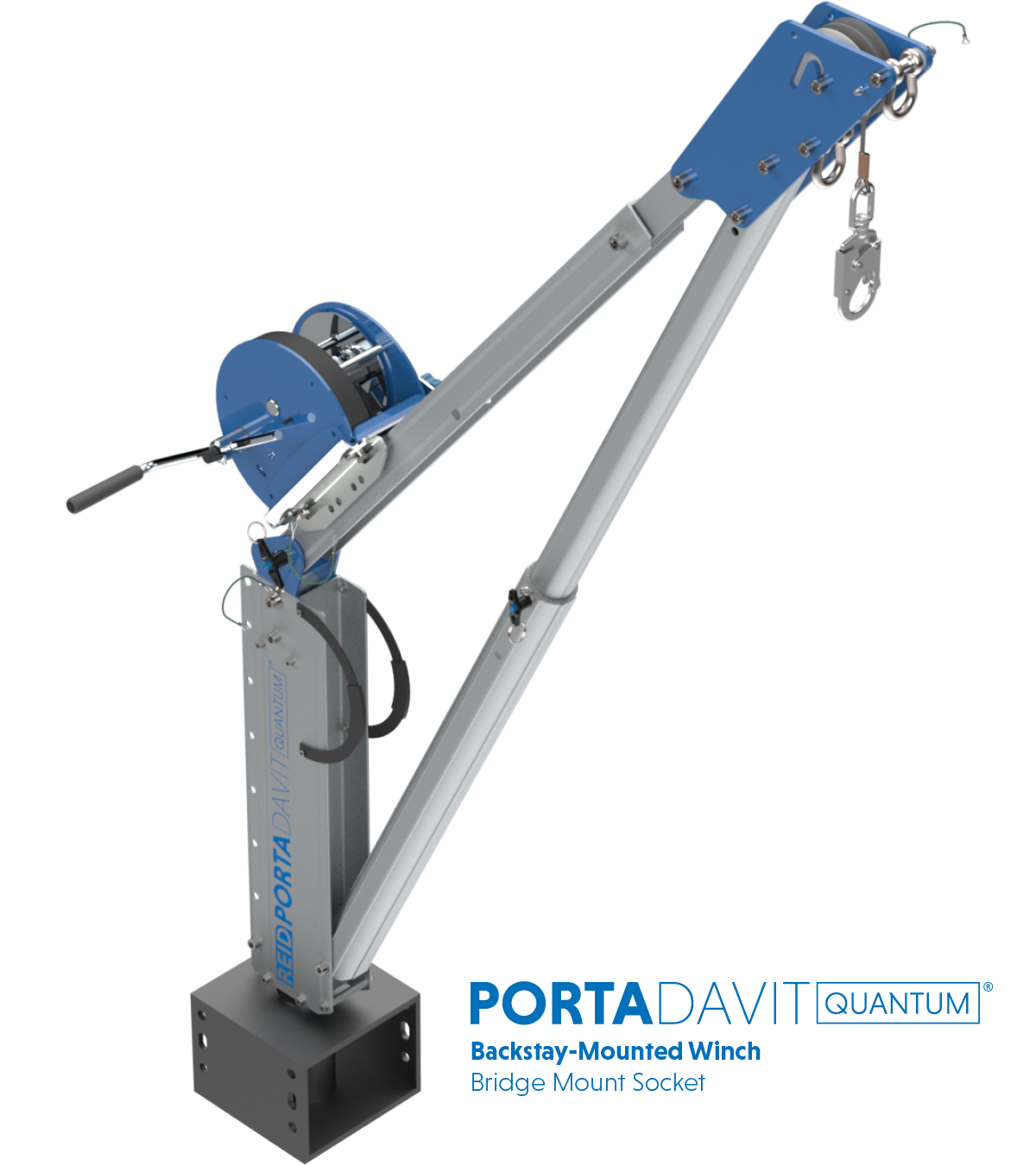 Reid Lifting PDQ 1320lb Portable Aluminum Davit Crane – Winch & Shackle