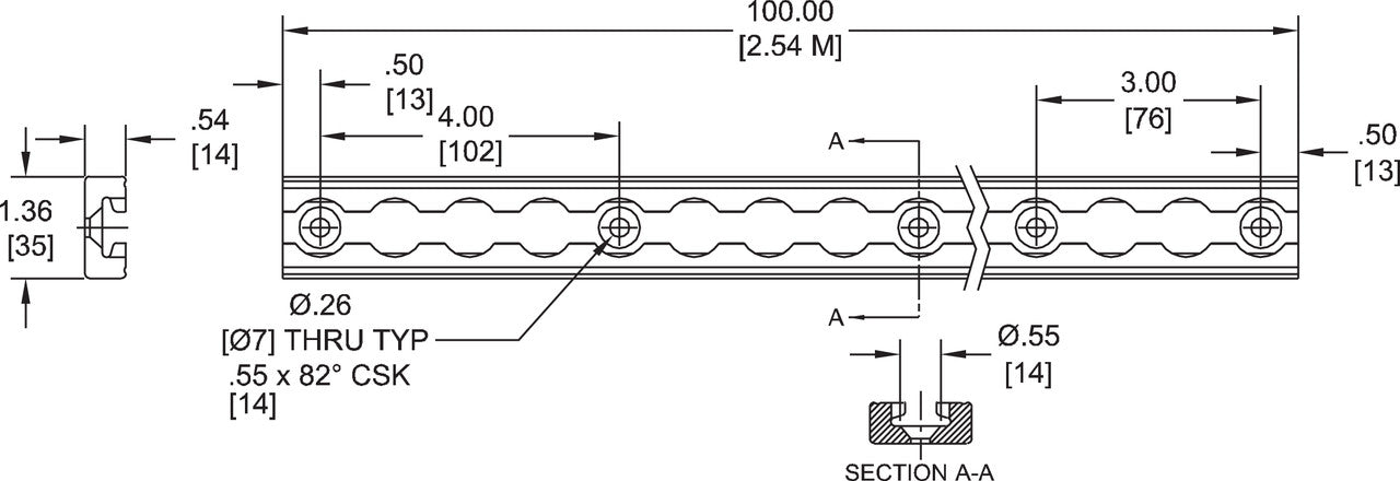 Kinedyne 100" Series L Medium-Duty Aluminum Track