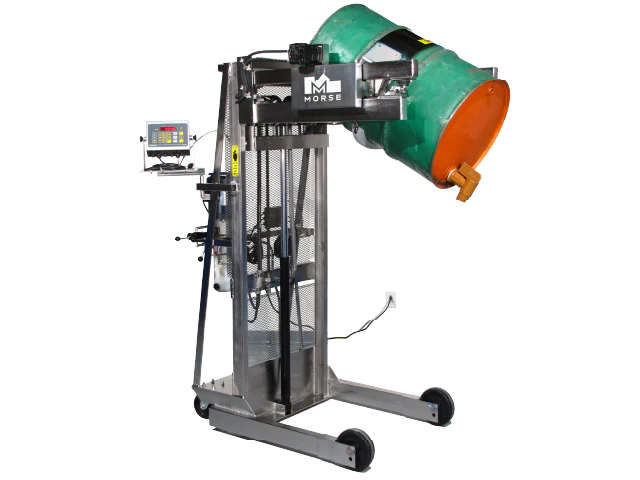 Morse Stainless Steel Intrinsically-Safe Scale-Equipped Vertiical-Lift Drum Pourer