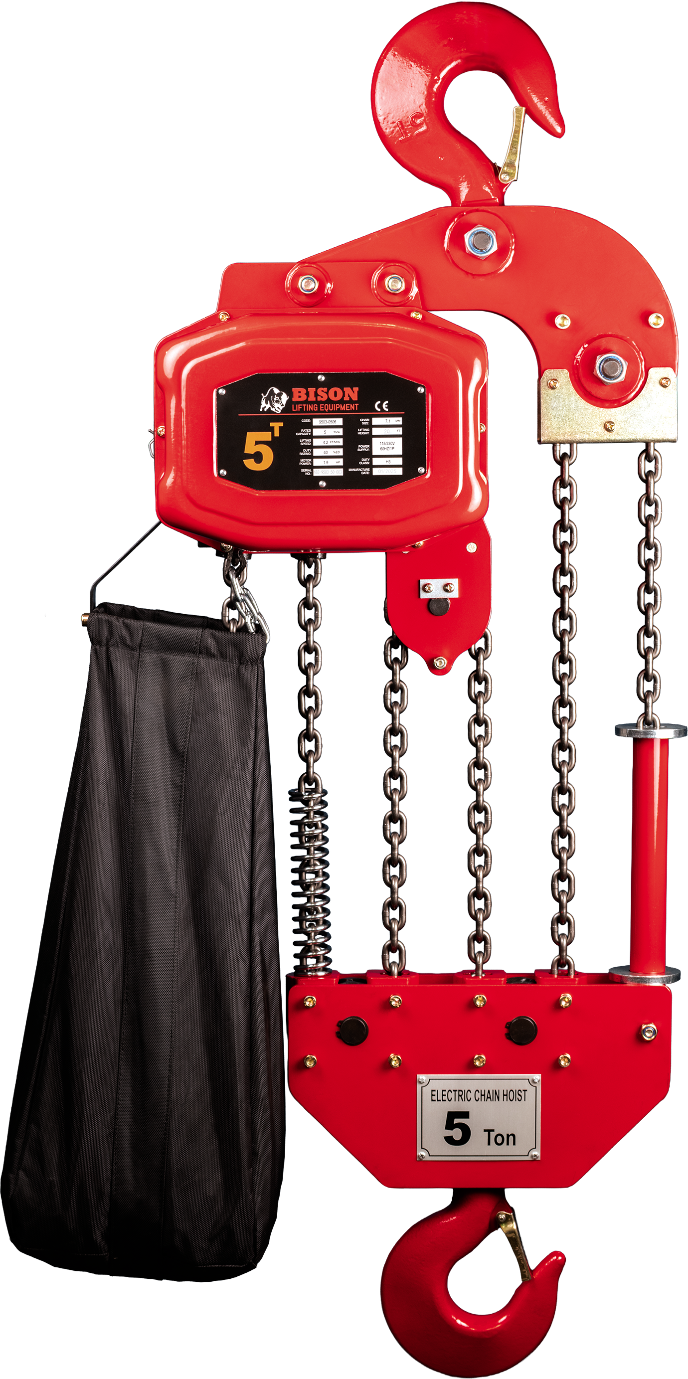 Bison 5Ton Single Phase Electric Chain Hoist 115v/230v