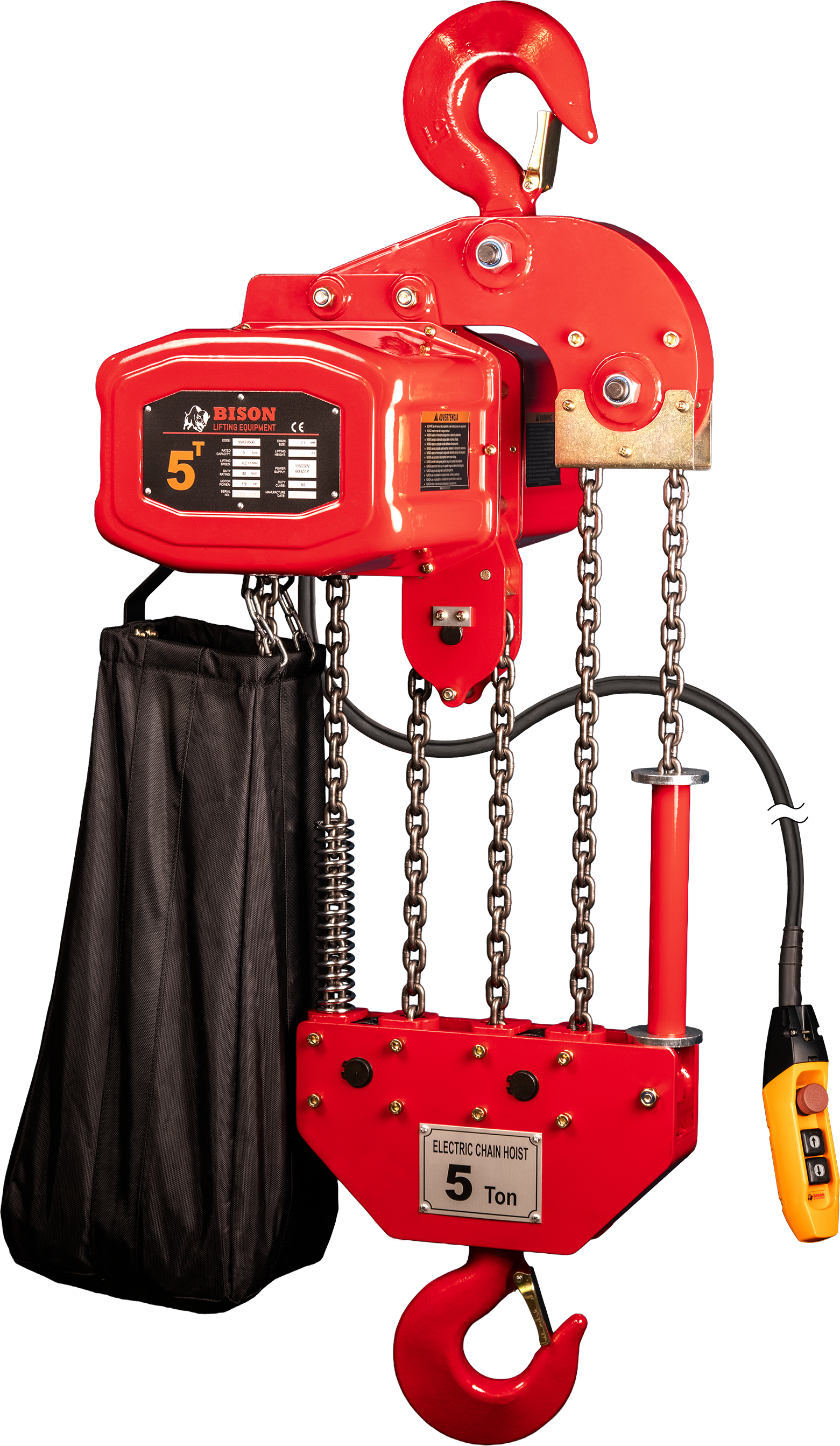 Bison 5Ton Single Phase Electric Chain Hoist 115v/230v