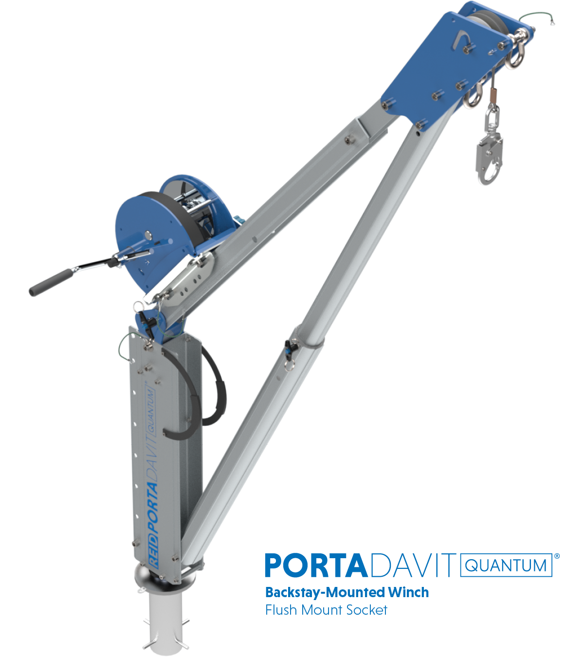 Reid Lifting PDQ 1320lb Portable Aluminum Davit Crane – Winch & Shackle