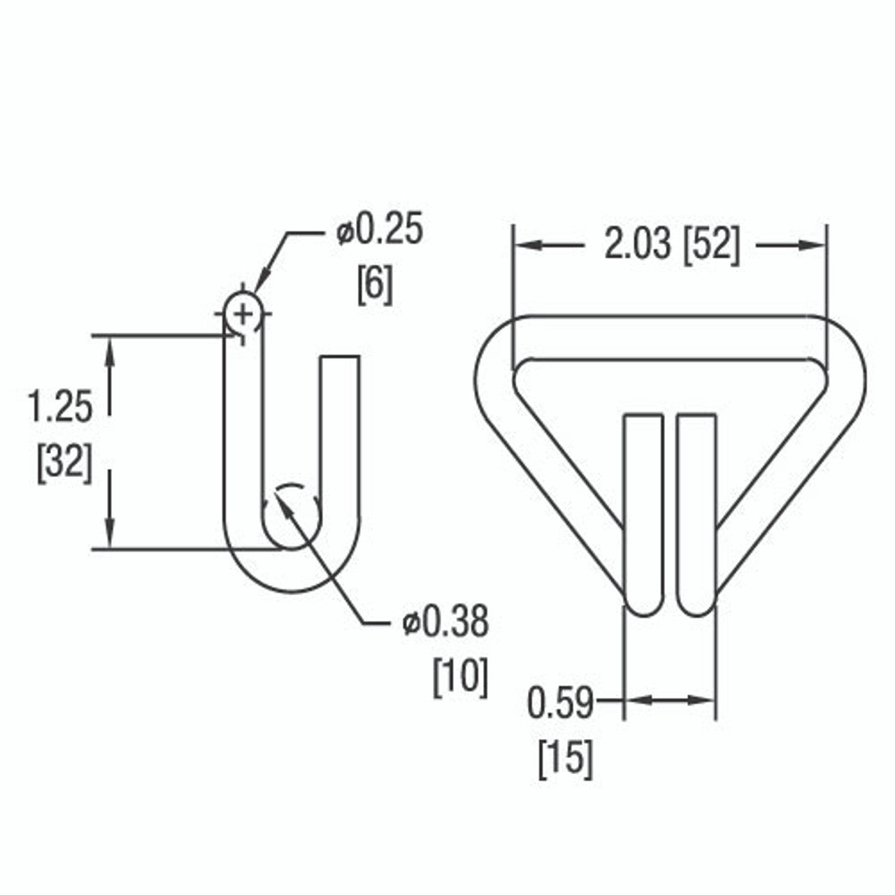 Kinedyne 2" Narrow Wire Hook w/ NAS Number NAS1211D20