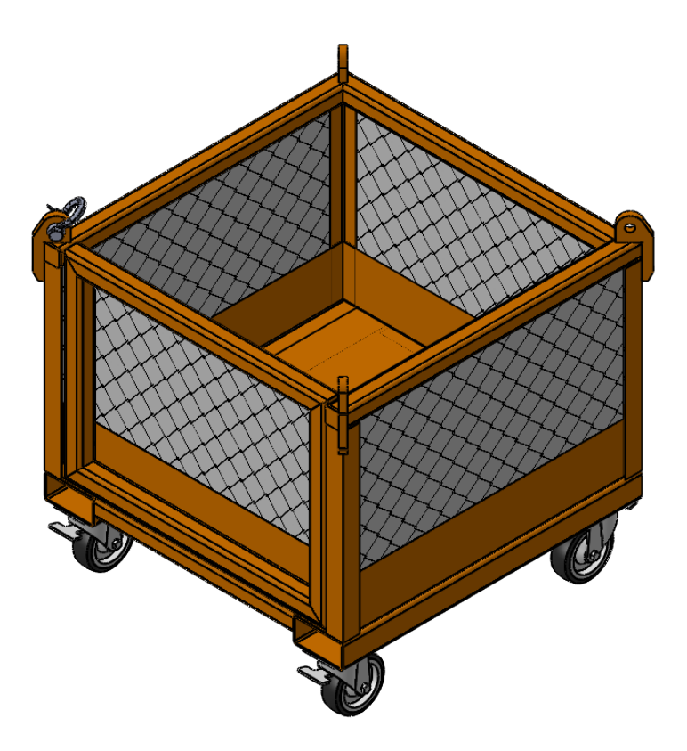 Material Lifting Basket With Casters 48x40x42" x 2Ton