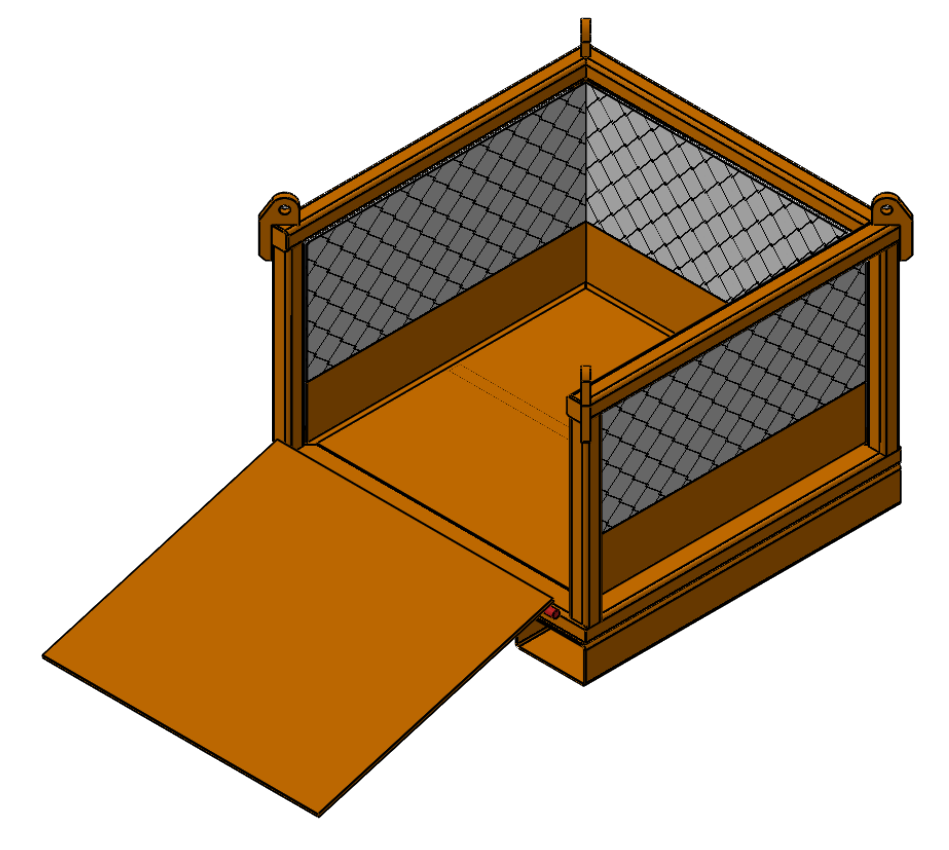 Material Lifting Basket With Ramp 48x40x42" x 2Ton