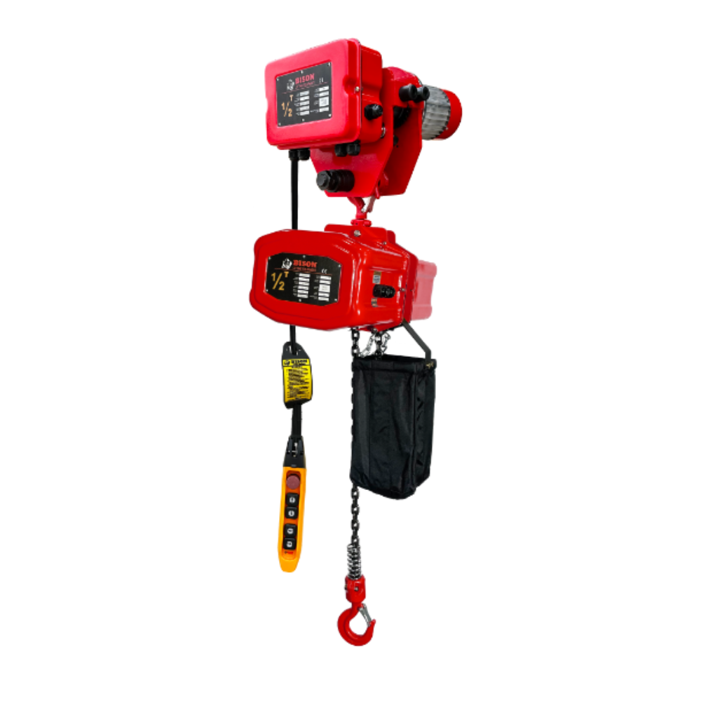 Bison 0.5Ton Single Phase Electric Chain Hoist with Motorized Trolley 115v/230v