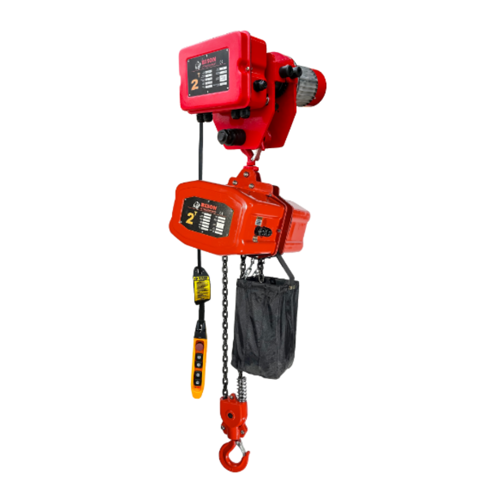 Bison 2Ton Single Phase Electric Chain Hoist with Motorized Trolley 115v/230v