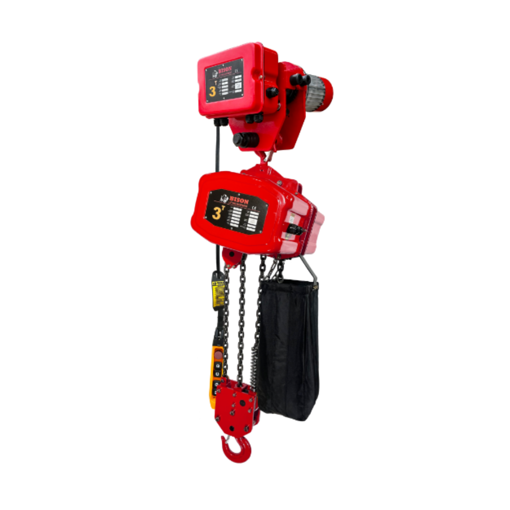 Bison 3Ton Single Phase Electric Chain Hoist with Motorized Trolley 115v/230v