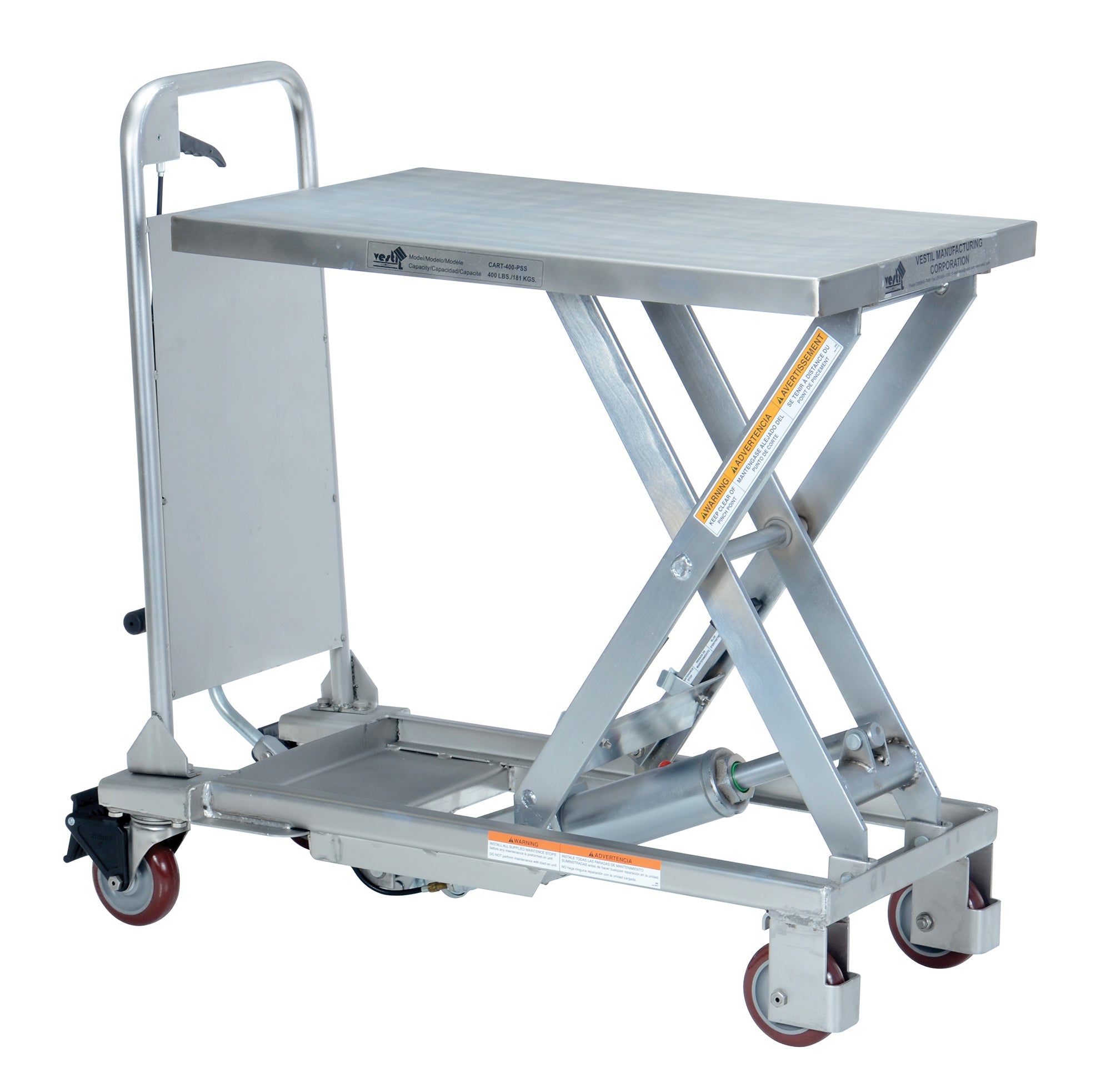 Vestil Partially Stainless Steel Hydraulic Elevating Carts