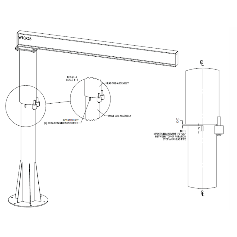 Rotating Stops HSI Rotational Stops for Manual Rotation Freestanding Jib Cranes ...