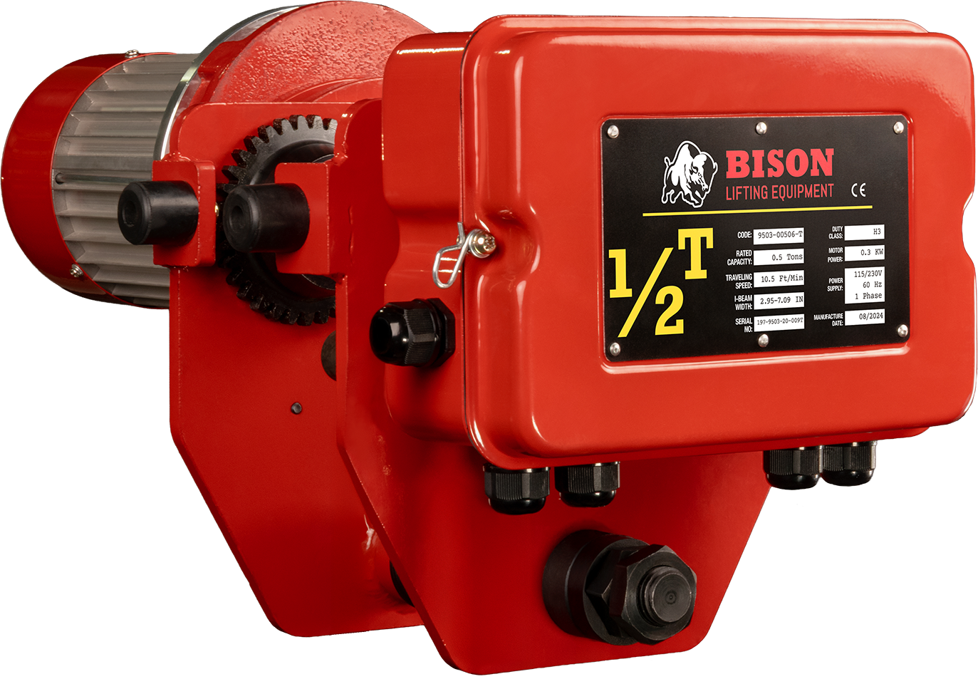 Carro motorizado monofásico Bison de 0,5 toneladas 115 v/230 v