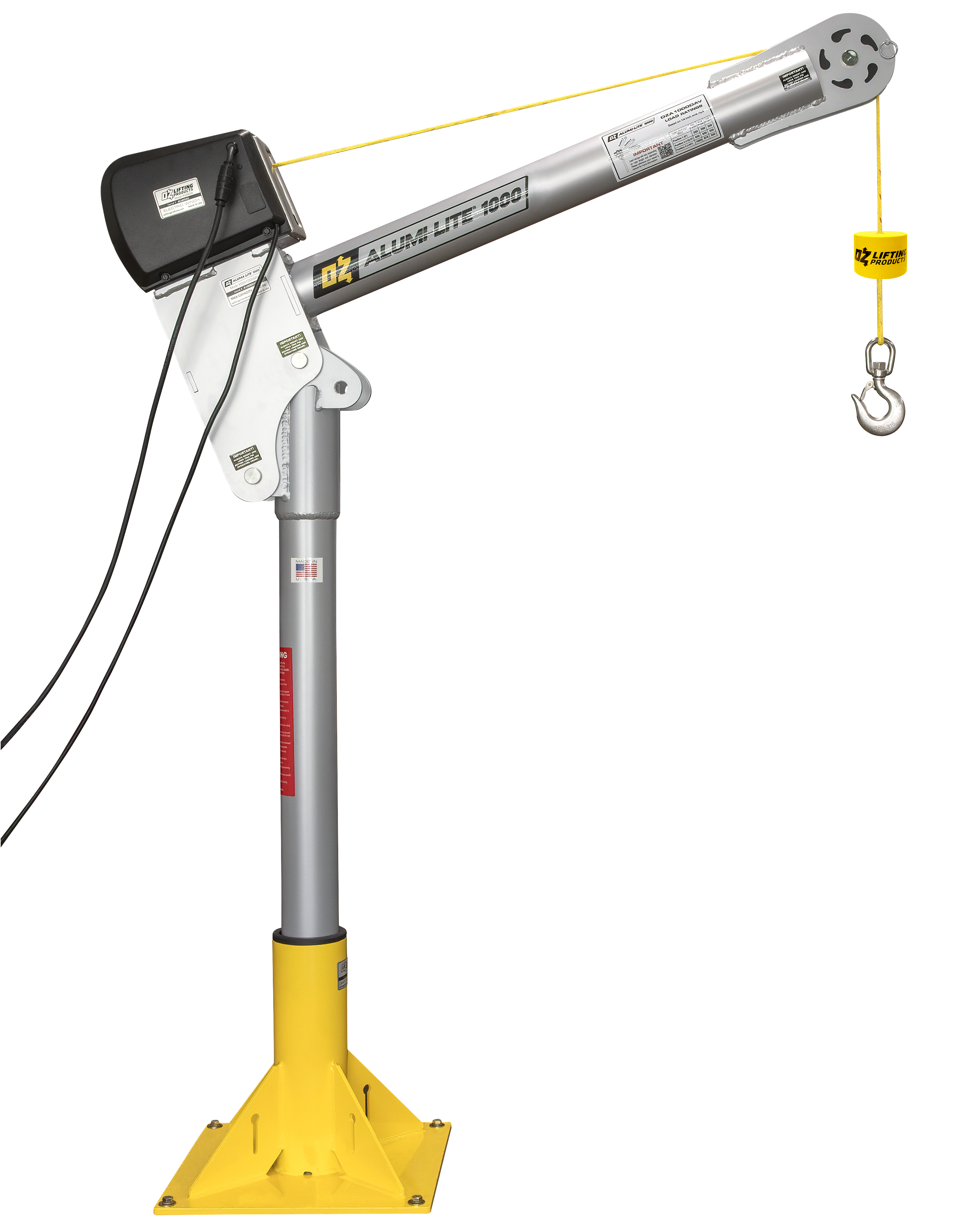 OZ Lifting Alumi-LITE Davit Crane with 12v DC Electric Winch