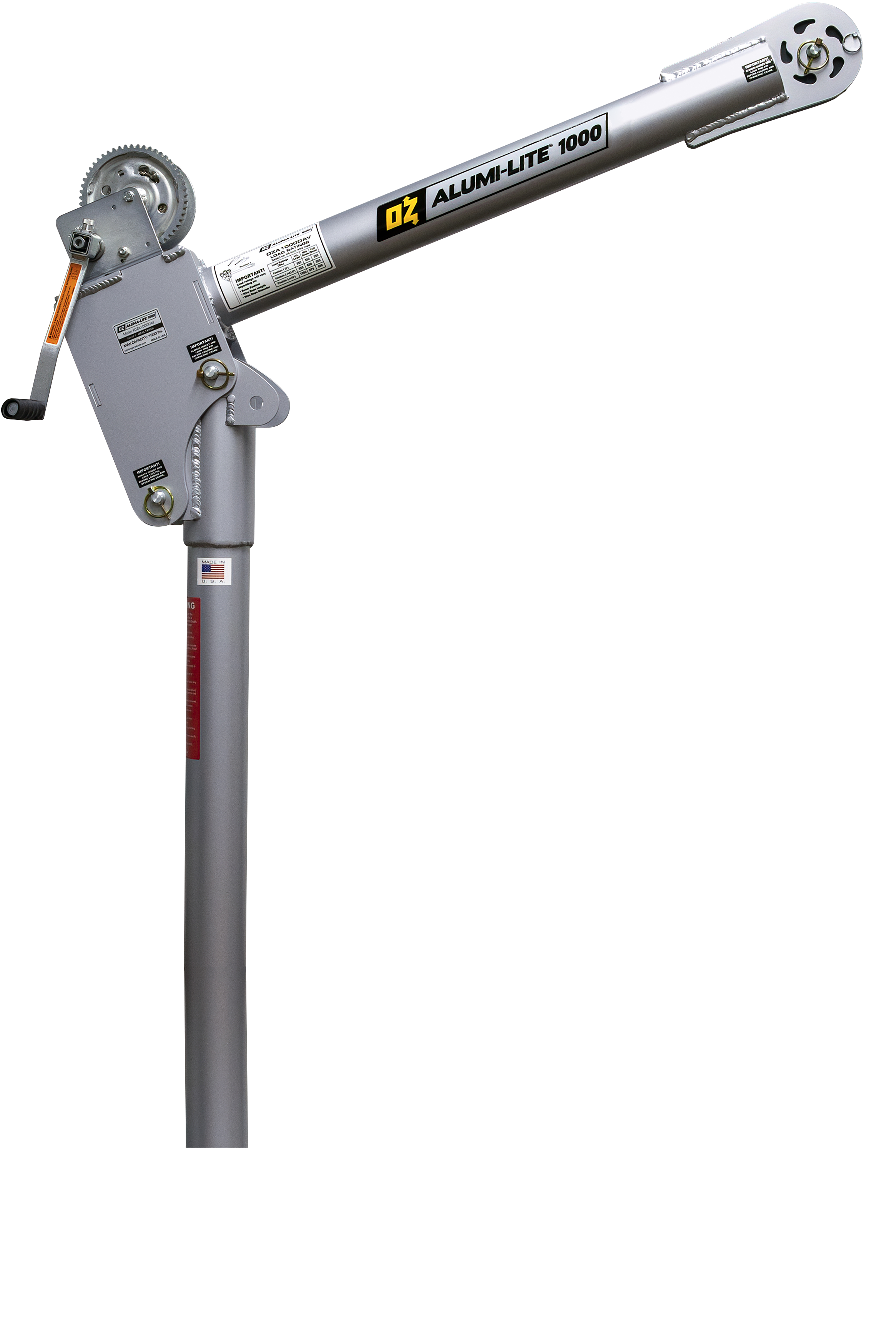 OZ Lifting Alumi-LITE Davit Crane with Carbon Steel Brake Winch