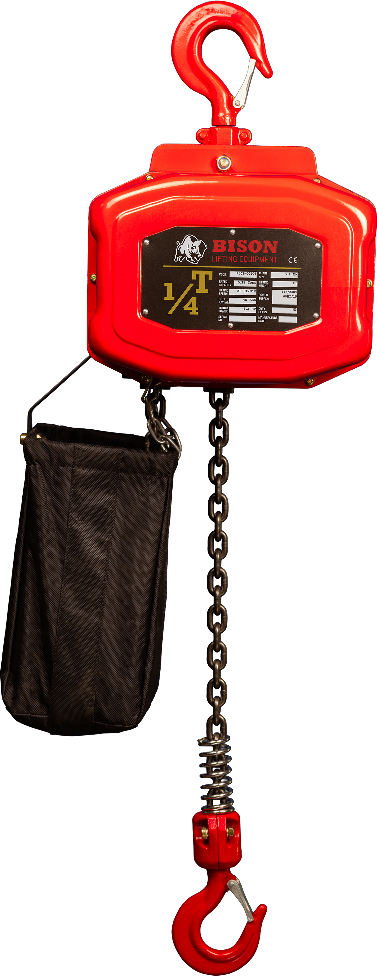 Bison 0.25Ton Single Phase Electric Chain Hoist 115v/230v