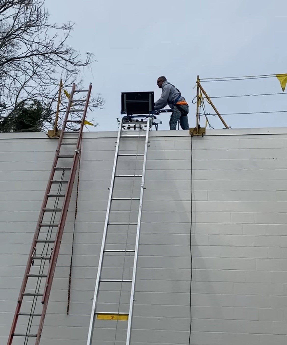 GEDA 550lbs Ladder Lift Guided Rope Hoist 40ft Lift