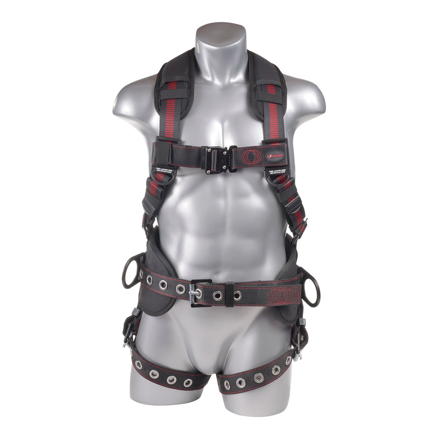 KStrong® Kapture™ Epic+ 5-Point Full Body Harness, Waist Pad w/ Removable Tool Belt, Back/Shoulder Pad, Enhanced Dorsal D-ring, 2 Side D-rings, QC Chest, TB Legs (ANSI)