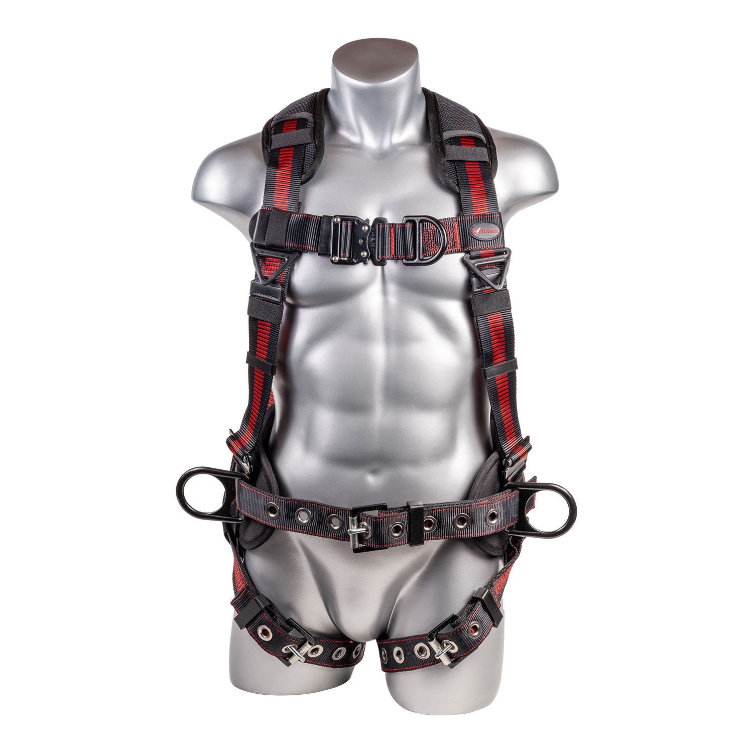 KStrong® Kapture™ Epic+ 5-Point Full Body Harness, Enhanced Dorsal D-ring Plus™, Front D-ring, 2 Side D-rings, Waist Pad w/ Removable Tool Belt, Back/Shoulder Pad, Trauma Relief Straps, QC Chest, TB Legs (ANSI)