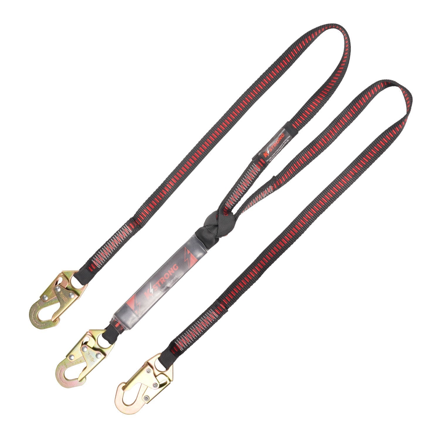KStrong® Twin leg 100% tie-off Clear pack design shock absorbing lanyard with snap hooks (ANSI)