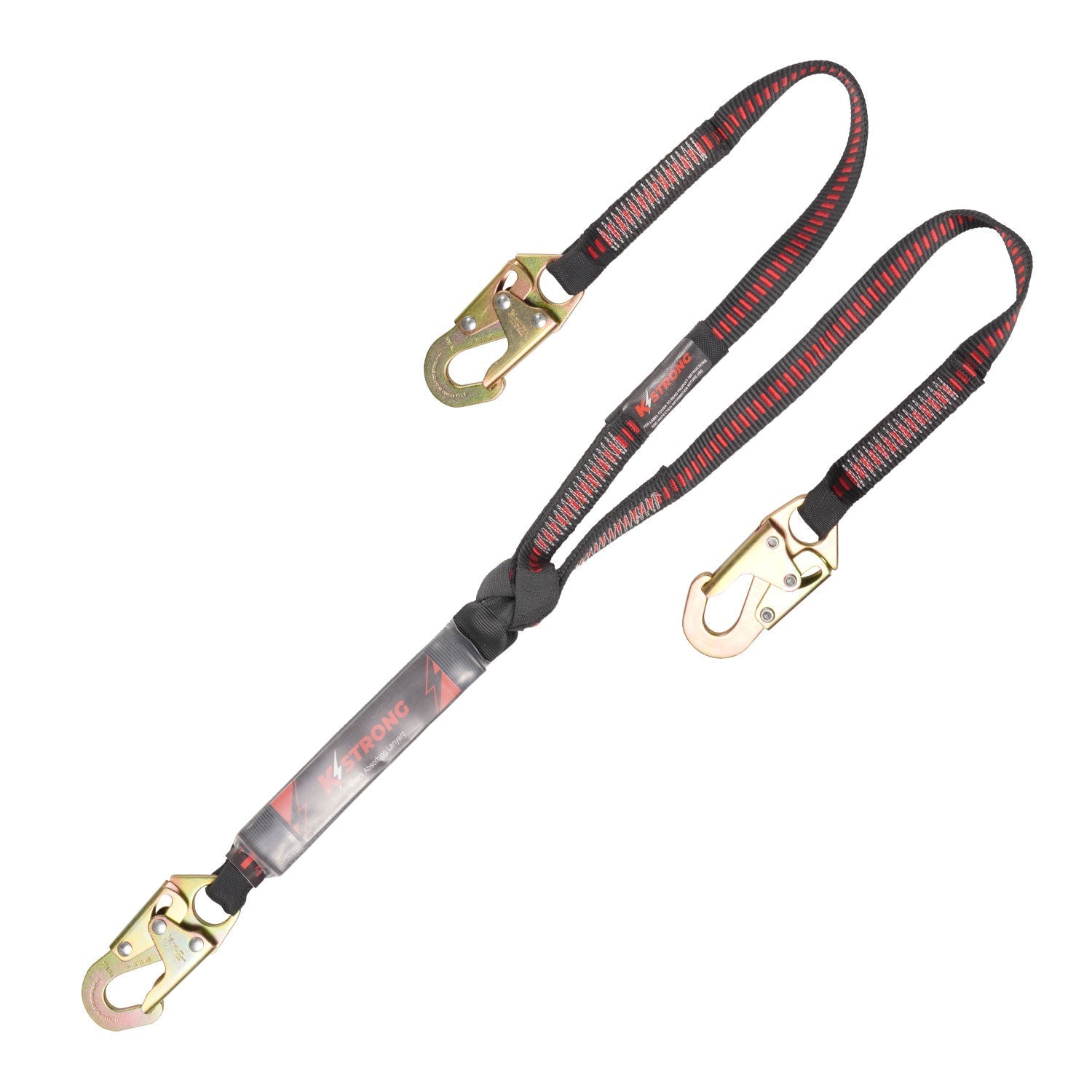 KStrong® Twin leg 100% tie-off Clear pack design shock absorbing lanyard with snap hooks (ANSI)