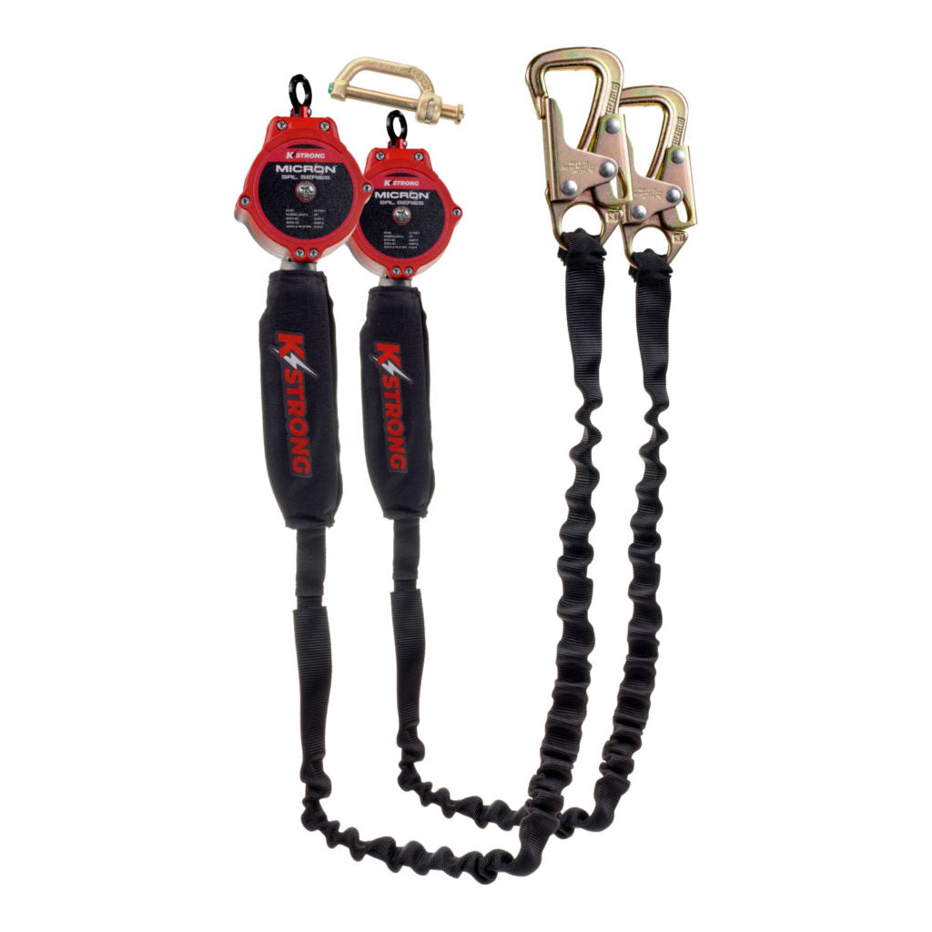 KStrong Dual 9ft Micron Self Retracting Lifeline Assembly with Tie-Back Hooks (ANSI)