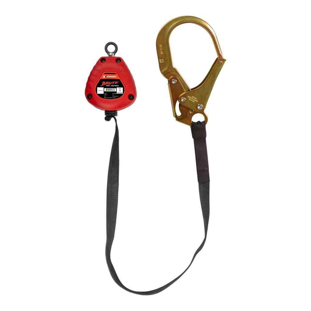 KStrong BRUTE 9ft Self Retracting Lifeline with Hi-Abrasion Resistant Webbing & Forged Rebar Hook