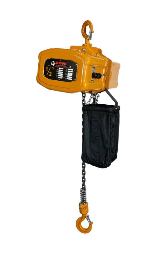 Bison 0.5Ton Single Phase Electric Chain Hoist with Motorized Trolley 115v/230v