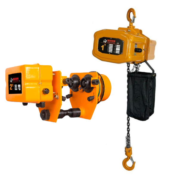 Bison 1Ton Single Phase Electric Chain Hoist with Motorized Trolley 115v/230v