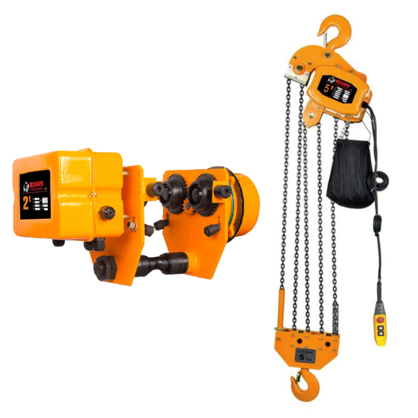 Bison 5Ton Single Phase Electric Chain Hoist with Motorized Trolley 115v/230v