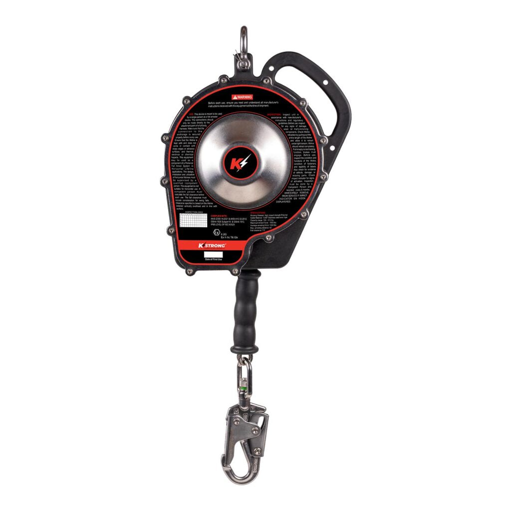 KStrong BRUTE Sealed Self Retracting Lifeline with Stainless Steel Cable & Swivel Snap Hook