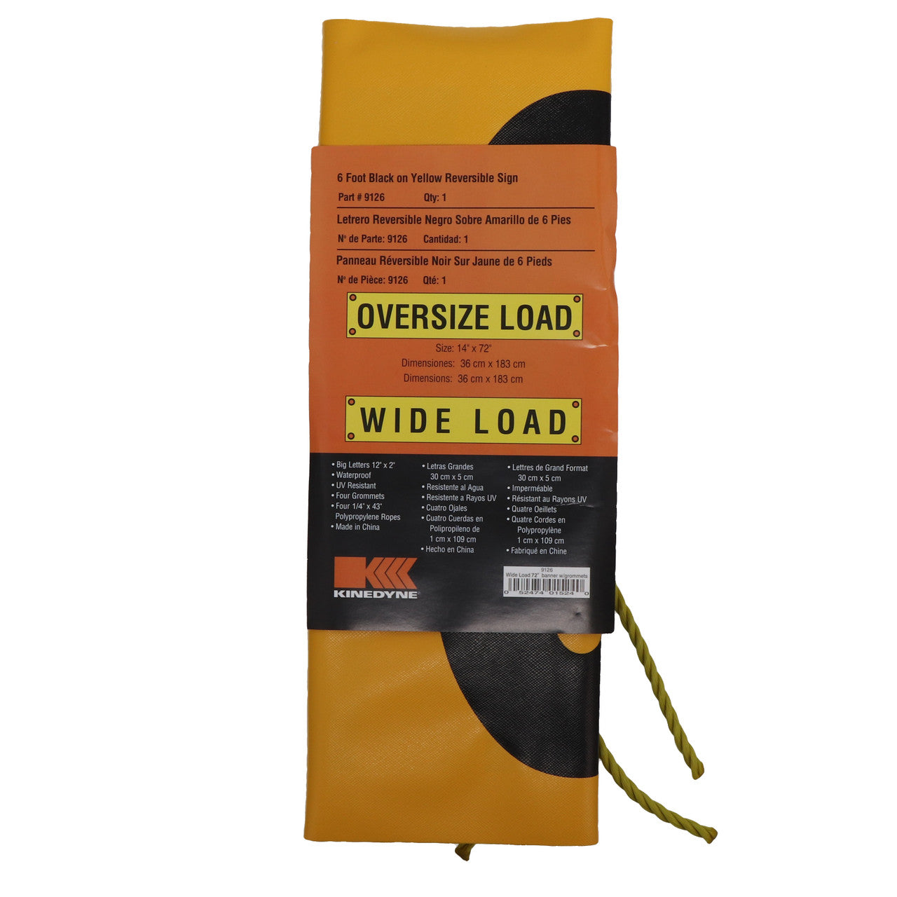 Kinedyne 14" by 72" Reversible "Wide Load" and "Oversize Load" Banner