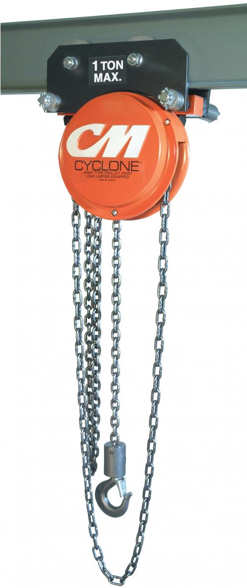 CM Cyclone Hand Chain Hoist with Low Headroom Trolley