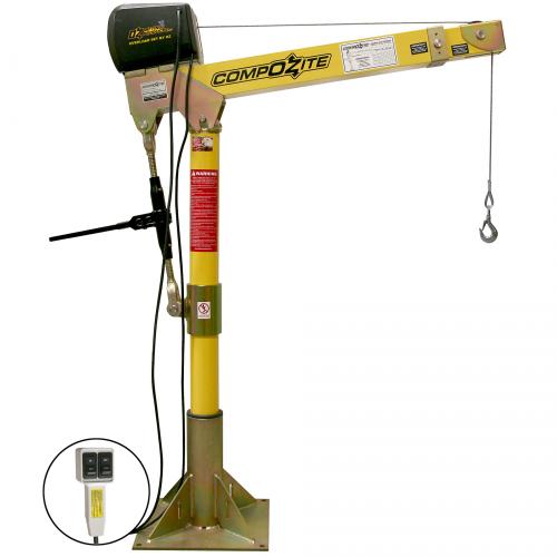 OZ Lifting CompOZite® 1200lbs Davit Crane with 110V AC Electric Winch